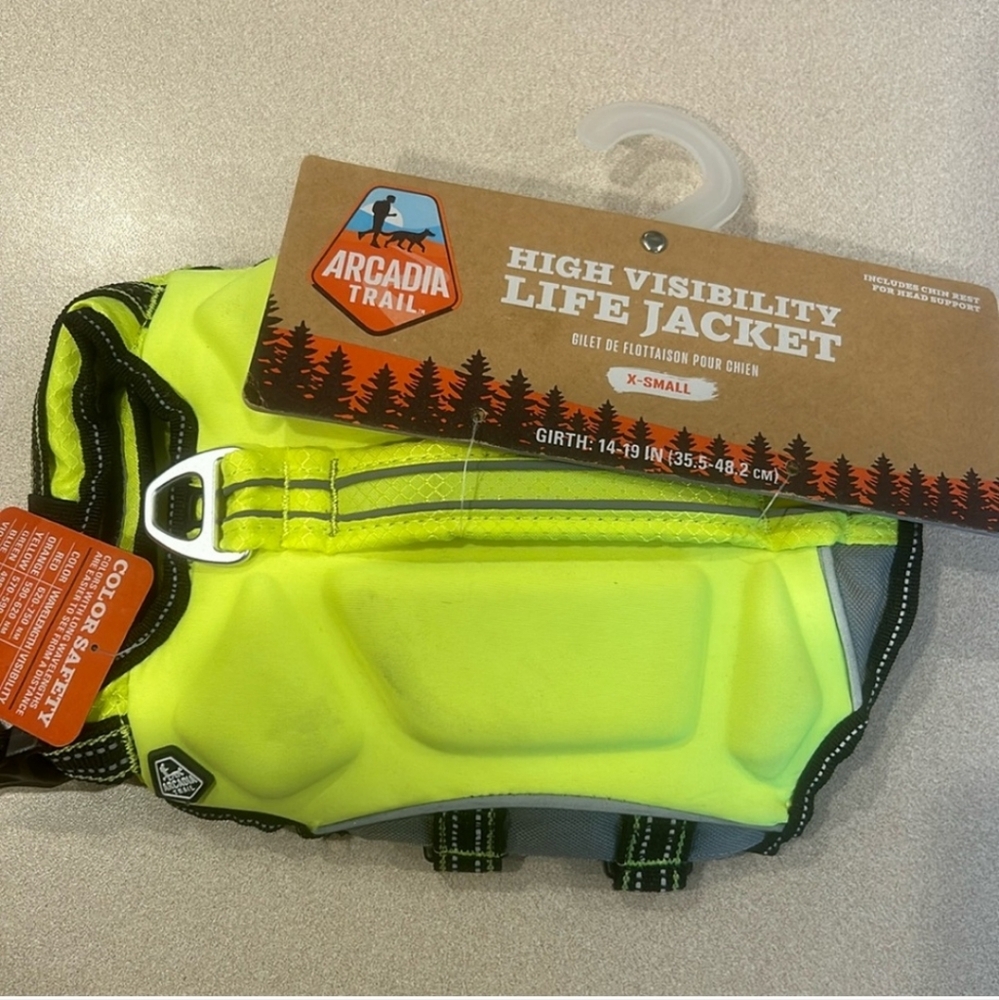 New Arcadia Trail high visibility life jacket for dogs YELLOW XS